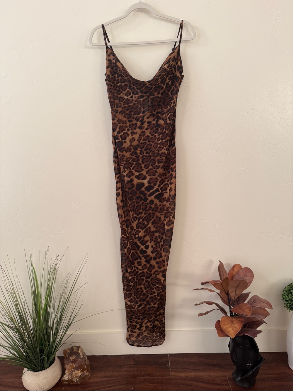 Leopard Print Slip Dress - Brown & Black